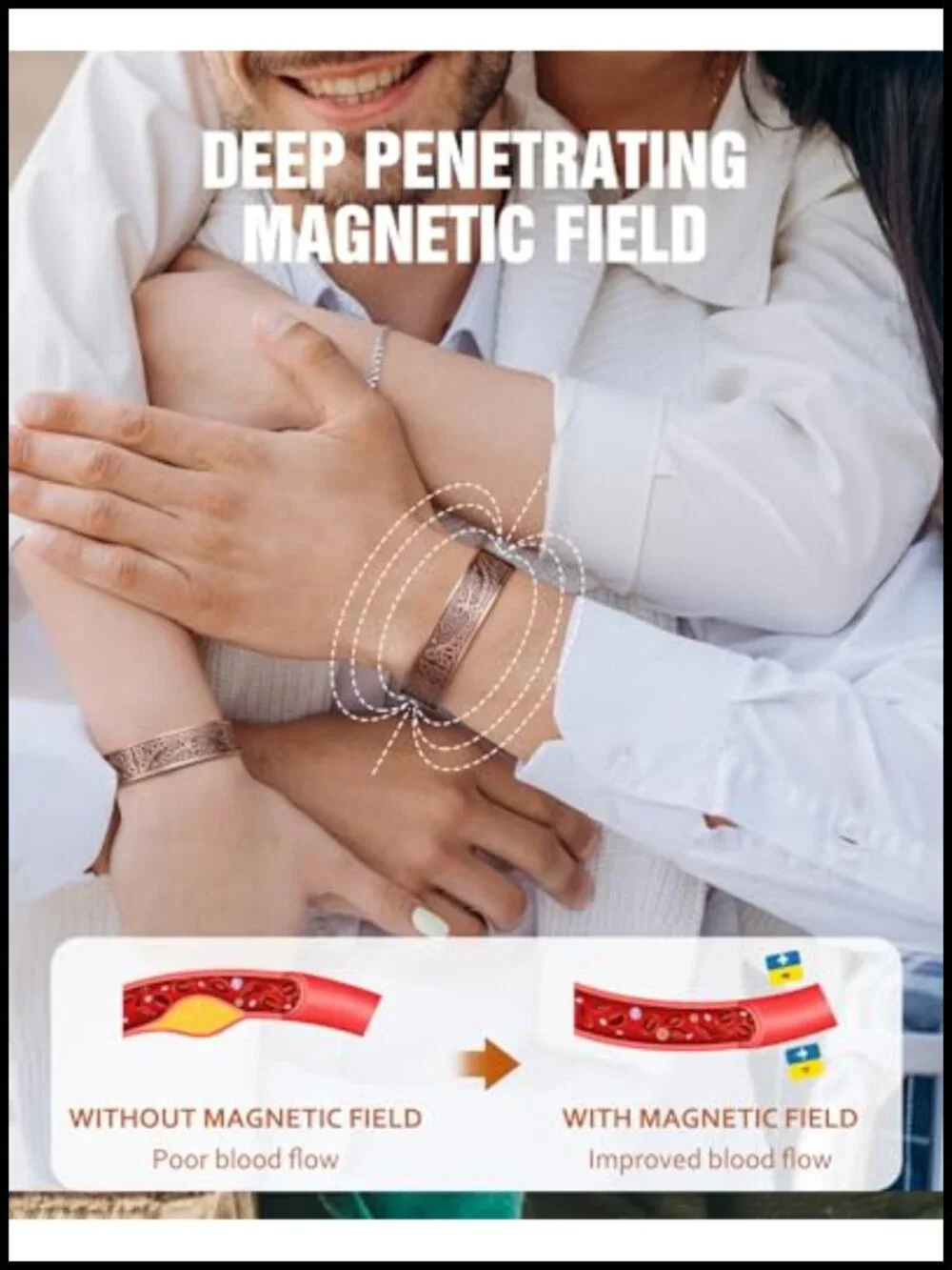 Men's Pure Solid Copper Magnetic Bracelet with 18 Magnets